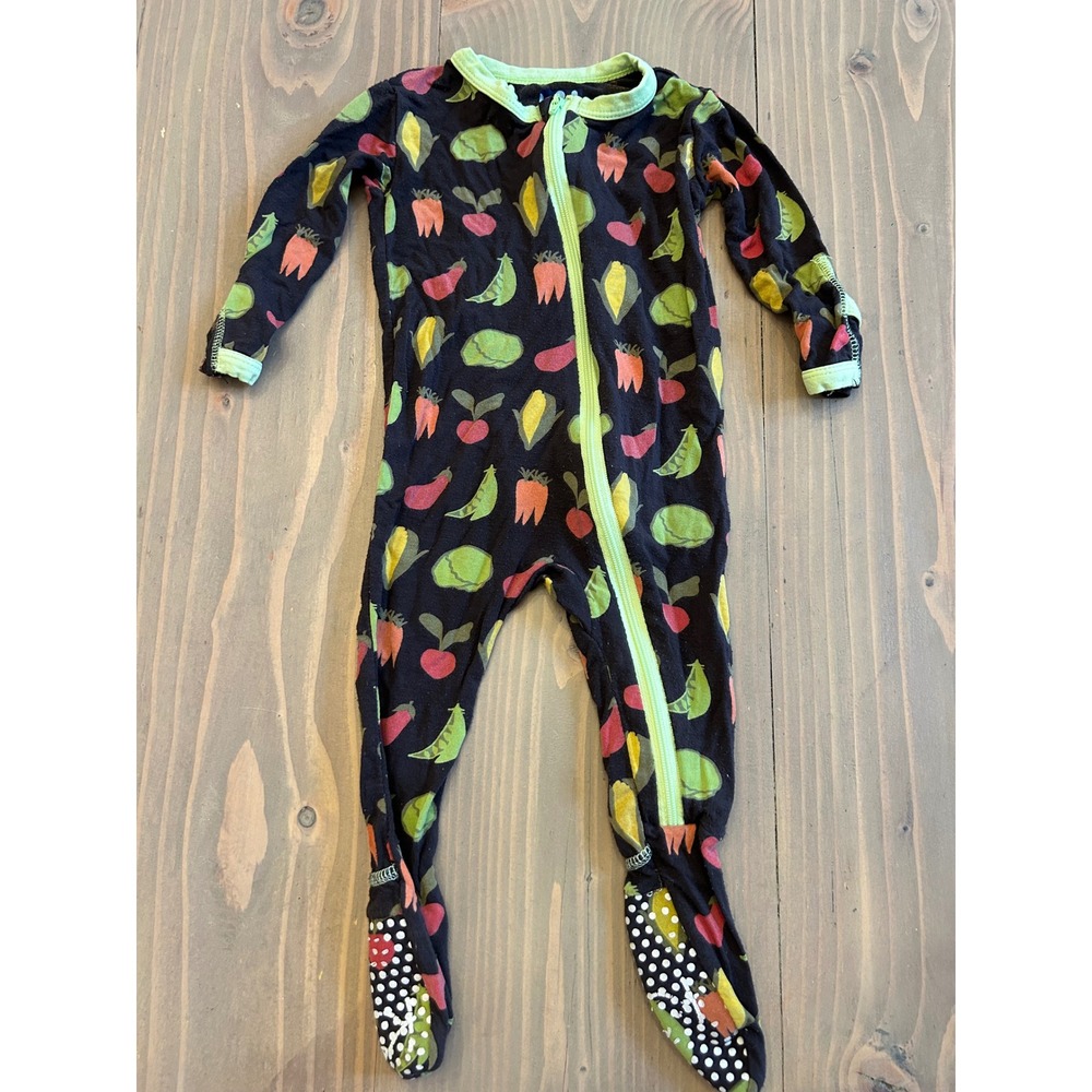 K38 KicKee Pants Vegetable Print Bamboo Footie Pajamas 3-6 Months Zippy Sleeper